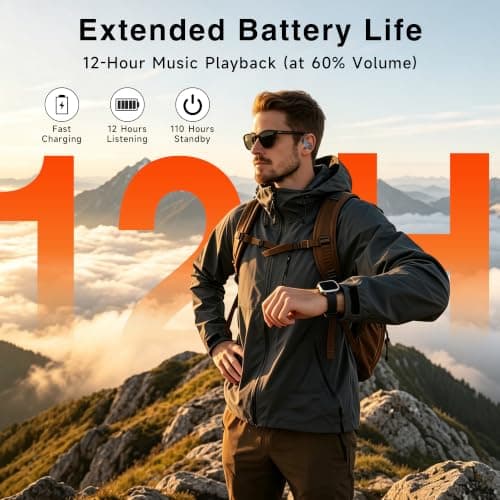 VNMN Wireless Earbuds, 2026 Bluetooth 6.1 Ear‑Hook Earphones, Sleep Earbuds, IP7 Waterproof Sports Headphones, HiFi Stereo Bass, 120H Playtime for Running Gym Exercise — view 5