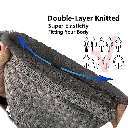 ehsbuy Winter Neck Warmer Thermal Snoods for Men Gift Women Windproof Thick Fleece Knit Neck Gaiter Scarf for Skiing Cycling Motocycle — view 4