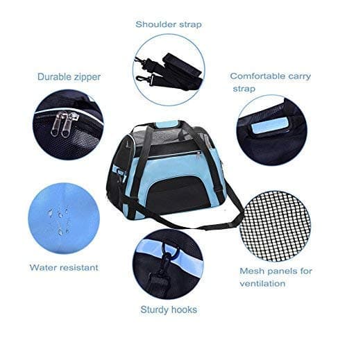 Pet Carrier Bag AVC Portable Soft Fabric Folding Travel bag for Dog, Cat, Puppy Foldable Pet Bag (Light Blue) — view 3