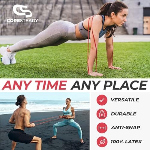 Coresteady Pull Up Bands & Resistance Bands - Rubber Heavy Duty Elastic Loop Band for Men & Women - Build Fit Power & Muscle - Training, Fitness Assist Pull Ups & Gym Exercise - Red, 7-15kg — view 6