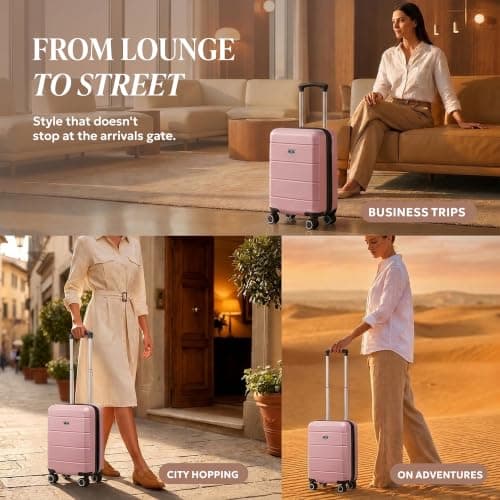 LUGG - Jetset 40cm Suitcase - 40x30x20cm- Ryanair Compatible - Underseat Size - Hard Shell ABS - Spinner & Removable Wheels - Lightweight Travel Luggage- Rosegold — view 4