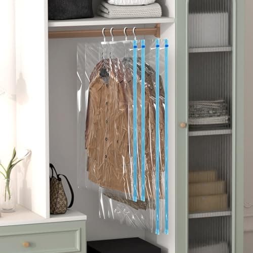 Hanging Closet Organizer Vacuum Seal Bags Multipurpose Moving Travel Bags Moisture-Proof and Durable for Clothing, Jackets, Suits, Dresses, Etc. (4 145x70cm+4 105x70cm) — view 2