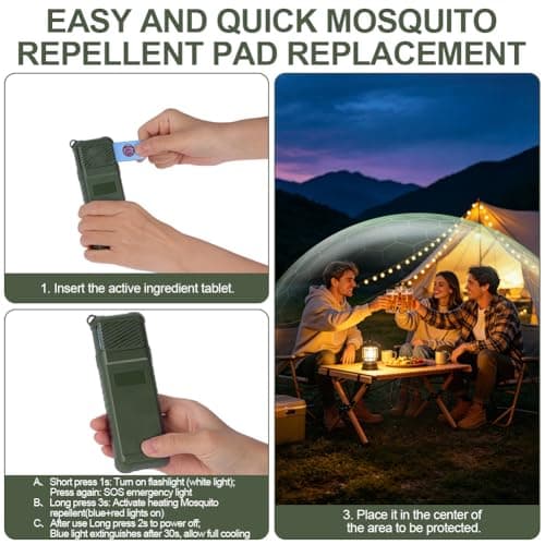 AOOWU 3-in-1 Electric Mosquito Repellent with 20PCS tablets, Portable Mosquito Repeller, Double-Sided Insect Repellent with Camping Lantern & Power Bank Function, for Outdoors, Camping, Backpacker — view 6