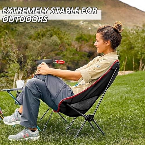 ruitao Trail Folding Camping Chair, Lightweight Outdoor Chair, Heavy Duty Tubular Steel Frame, Fast-Drying Polyester, Carry Bag, 100kg Capacity for Travel, Backpacking, Hiking, Picnics, Fishing — view 4