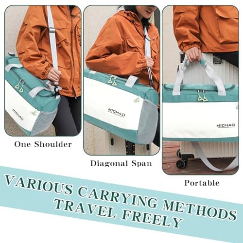 Large Gym Bag Duffle Bag with Shoes Compartment for Women Men, Green — view 6