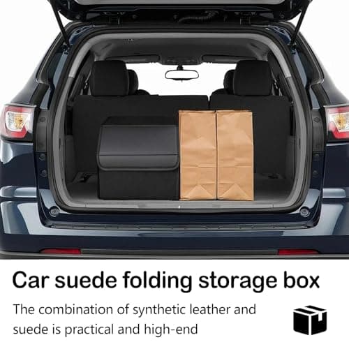 Ysislybin Trunk Organizer, Waterproof Car Organizer Collapsible Storage Box for Car Accessories with Compartments Leather Sedan Storage Box for Car Organization Outdoor Travel Camping — view 4