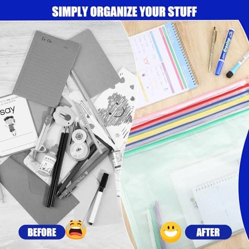 A3 Plastic Wallets, 5 Pack Zip Lock Bags Mesh Document Wallet File Folders — view 5