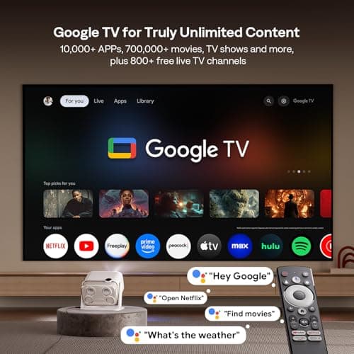 Aurzen BOOM Mini Smart Projector with Google TV, 500 ANSI, Off-White — view 2