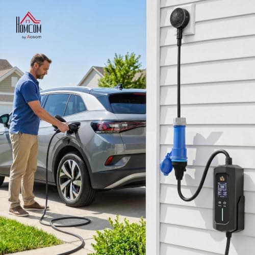HOMCOM EV Charger 7kW Type 2 to Blue CEE 32A Plug with UK 3 Pin Adapter 10m — view 2