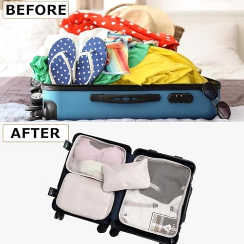 LANSKLBD 6/8 Set Packing Cubes for Suitcases Travel Luggage Packing Organizers,Travel Accessories Essentials Luggage Organizer with Shoe/Tioletry/Laundry Bag (Beige, 6 set) — view 5