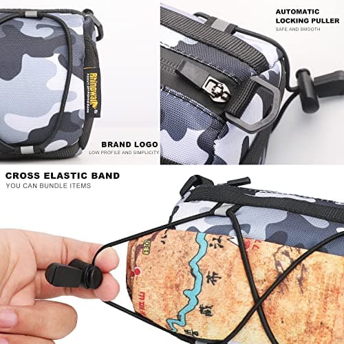 Rhinowalk Bike Handlebar Bag - Front Bag with Shoulder Strap for Road Mountain Bike Cycling Travel (Camouflage Grey) — view 3