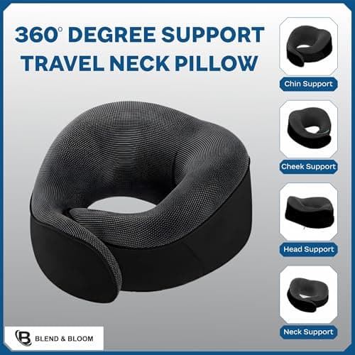 Blend & Bloom Travel Pillow for Airplane, Black — view 4