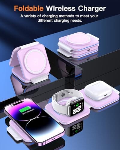 ZUMSEY 3 in 1 Foldable Travel Wireless Charger for iPhone/Apple Watch/AirPods, Apple Wireless Charging Station for iPhone 16/15/14/13/12, iWatch Charger for iWatch 10/9/Ultra 2/8/7/6/SE/5/AirPod — view 2