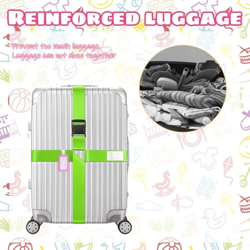 12-Piece Set, Luggage Straps for Suitcases, 5cm x 165cm, 6 Pack 5cm Wide Suitcase Straps with 6 Colorful Luggage Tags, Strong Hold Durable Travel Straps for Secure Packing — view 4
