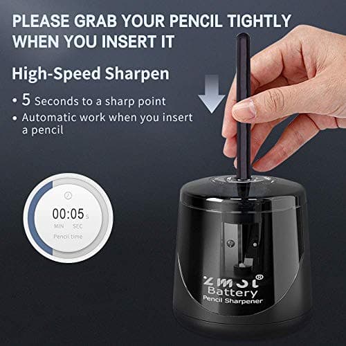 ZMOL Electric Pencil Sharpener, 2 Spare Blades & Brush, Black — view 4