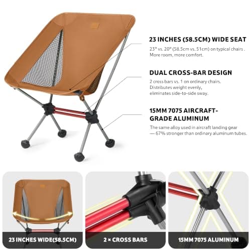 Naturheike YL08 Ultralight Camping Chair, 2.38LBS/1.08KG Backpacking Chair with Anti-Sinking Feet, Portable Compact Folding Chair for Hiking Camping Fishing Outdoor — view 4