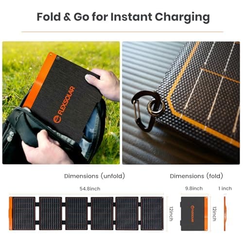 FlexSolar 60W Portable Solar Charger IP67 Waterproof Foldable Solar Panel — view 4