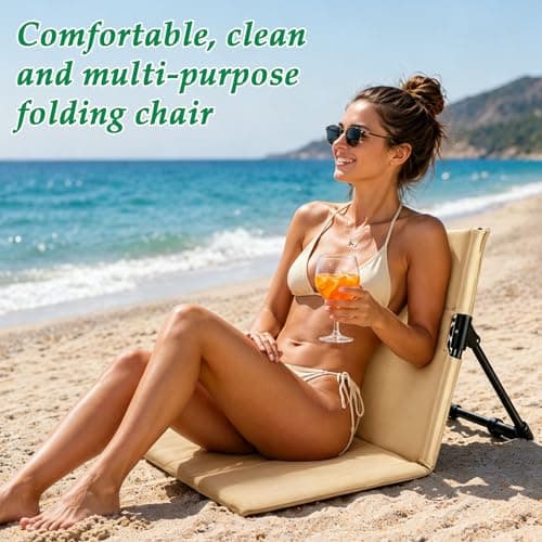 bssmmai Beach mat with backrest，Super Lightweight Folding Camping Chair - Portable Beach Chair with Carry Bag for Beach, Picnics, Camping, Hiking and Outdoors — view 5