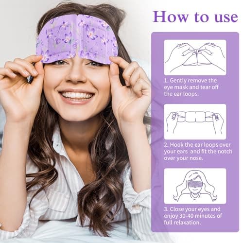 Steam Eye Mask 12 Packs, Lavender Self Heating Eye Mask, SPA Warm Eye Mask, Disposable Heated Sleep Eye Mask for Dry Eyes, Dark Circles, Puffy Eyes, Puffiness, Relief Stress Eye Fatigue, Migraine — view 6