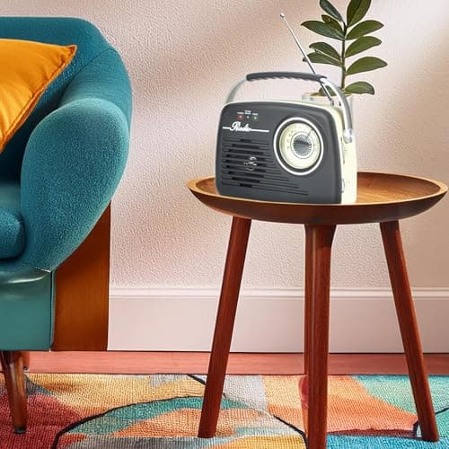 IONOS Retro Portable FM Radio, 10m Wireless, SD USB, 3W, Cream and Black — view 5