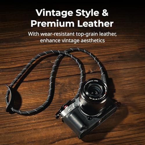 SMALLRIG Genuine Leather Case Kit for FUJIFILM X-E5, Vintage Half-Body Shell for FUJIFILM X-E5, with Shoulder Strap,Black - 5450 — view 3