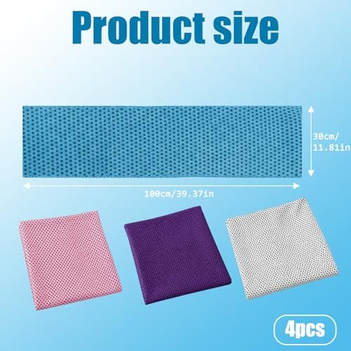 4 Pcs Cooling Towel, Microfiber Gym Towel for Sweat, Soft Breathable Chilly Towels for Neck and Face, Fast Drying Sports Towel for Fitness, Yoga, Running, Golf, Camping, Light Grey & Purple(100x30cm) — view 2
