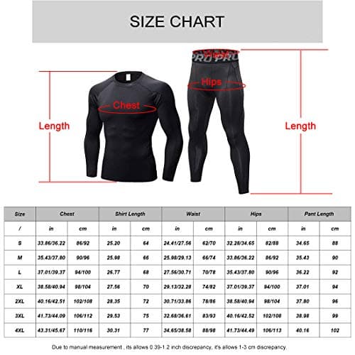 LANBAOSI Men's Gym Running Base Layer Top and Leggings Set Long Sleeve Compression Shirt Tights Thermal Underwear Suit, Black Line, M — view 6