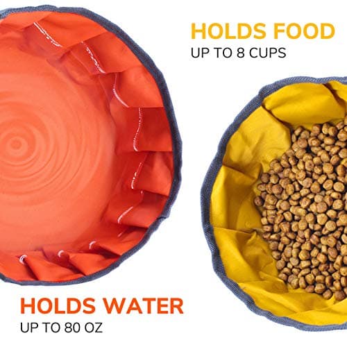 LumoLeaf Collapsible Dog Travel Bowls, Large Lightweight Foldable, Water & Food Bowls for Pets Dogs & Cats with Zipper (2 Pack (2.5L+2L)) — view 3