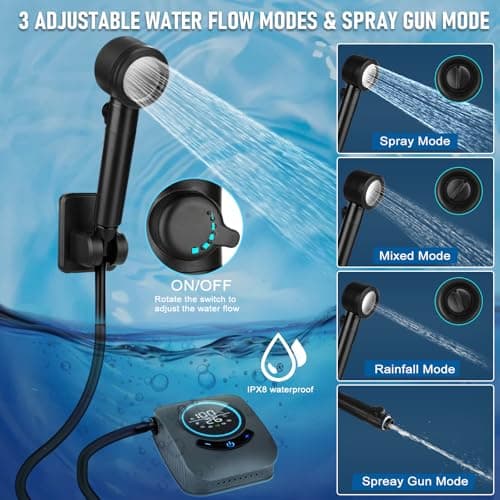 Spopal Advanced 8000mAh Portable Camping Shower for Camping Hiking(Grey) — view 4