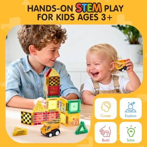 hahaland Mini Magnetic Tiles Set Road Magnetic Building Blocks with Case — view 6