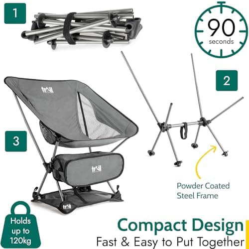 Trail Hawk Ultralight Camping Chair, Grey — view 6