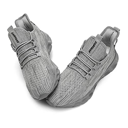 CAIQDM Mens Trainers Running Shoes Leisure Sneakers Mesh Walking Gym Tennis Shoes Lightweight Breathable Sports Outdoor Fitness Jogging Grey 10.5 UK — view 6