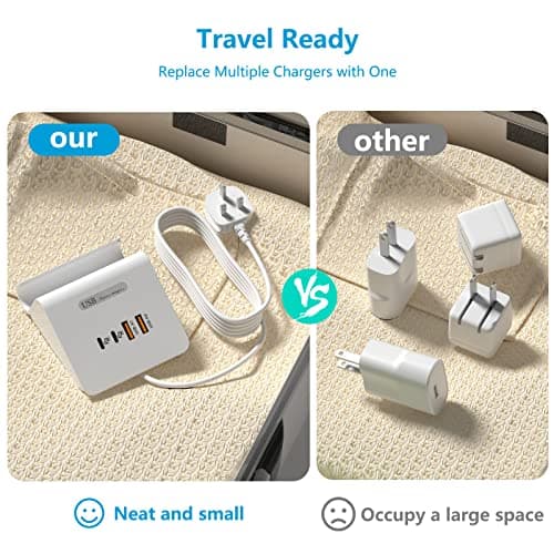 Qurzou USB C Charging Station 45W PD Fast Charger Plug,Multi USB Wall Charger for iPhone,iPad,Samsung,Huawei,AirPods,Pixel, iWatch, Redmi etc (white) — view 3