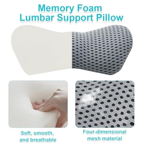 Jonuin Lumbar Support Pillow for Lower Back Pain Relief, Breathable 3D Mesh Back Support Cushion, Lumbar Support Cushion, Ergonomic Waist Support Pad for Office Chair, Driving, Travel — view 5