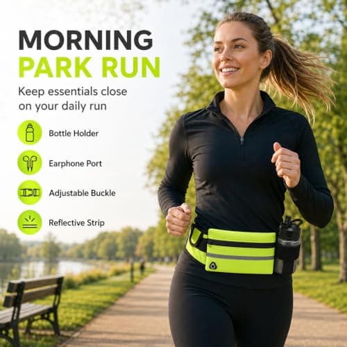 Running Belt with Bottle Holder, Reflective Water-Resistant Waist Pack — view 3