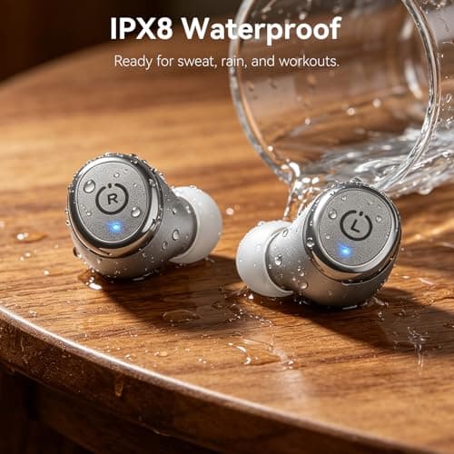 TOZO T10 2026 Wireless Earbuds Bluetooth 5.3 Headphones, App Customize EQ, Ergonomic Design, 55H Playtime, Wireless Charging Case, IPX8 Waterproof Powerful Sound in-Ear Headset Grey — view 5