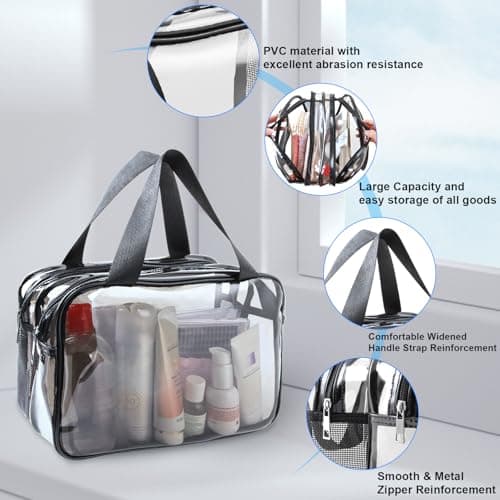 Toiletry Bag Portable Travel Makeup Bag, PVC Wash Bag, Clear White — view 3