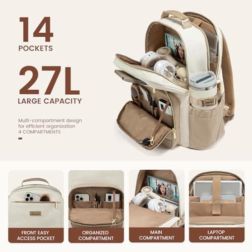 LOVEVOOK Laptop Backpack for Women with Pouch Pocket for Large Capacity Cup,15.6 Inch Backpack Womens Travel Backpack, Waterproof Laptop Computer Bag for Work Business Backpack College Teacher — view 3