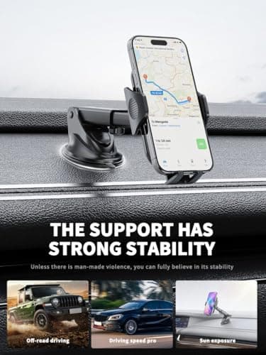 Car Phone Holder, Adjustable Car Phone Mount 360° Rotation Dashboard- — view 2