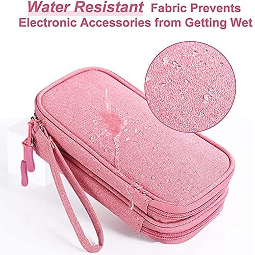Wzxksoac Electronics Accessories Organizer Pouch Bag, for Power Adapter/Charger/Cables/Pens, Designed for School Girls(Pink) — view 3