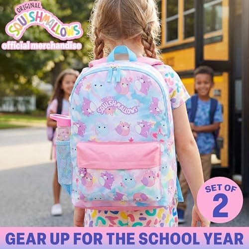 Get Trend Squishmallows Girls Backpack Set, 2 Pcs Lightweight School Bag with 500ml Water Bottle, Sports Travel Book Bag, Kids Large Rucksack, School Supplies, Gifts for Girls (Multi Squishmallows) — view 2