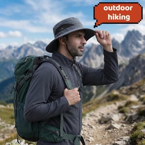 Wide Brim Sun Hat,Breathable Foldable Bucket Boonie Hat for Men Women — view 5
