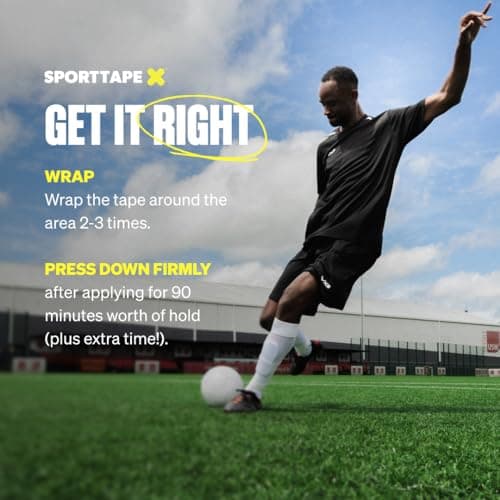 SPORTTAPE Football Sock Tape - 2 Rolls, 5cm x 4.5m, White - Self-Adhesive — view 5