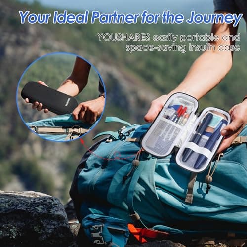 YOUSHARES Insulin Cooler Travel Case - Medicine Cool Bag Travel with 2 Ice Packs for GLP-1 Pens, Insulin Case for Mounjaro/Wegovy, Diabetic Supplies(Black) — view 2