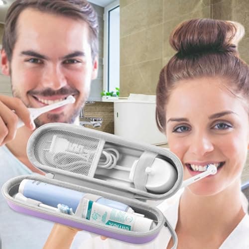 TYSORETY Toothbrush Travel Case for Oral-B/Oral-B Pro/Philips Sonicare Electric Toothbrush, Portable Travel Toothbrush Case (Purple) — view 2
