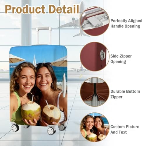 ZEXUPER Personalized Suitcase Protector,Custom Luggage Cover - Add Your Photo, Name & Text, Double-Sided Design, Elastic & Washable Travel Baggage Cover — view 2