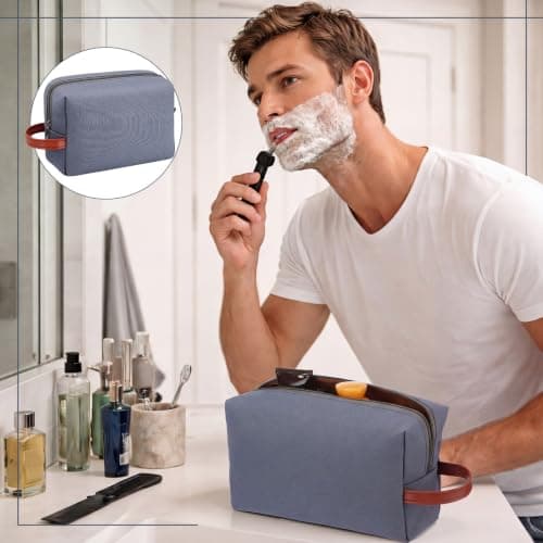 Hillban 8 Pcs Travel Toiletry Bags for Men Hanging Toiletry Bags Water Resistant Canvas Shaving Bag with Large Capacity Travel Accessories Bag for Women Men, Bathroom Shaving Kit Case(Grey) — view 6