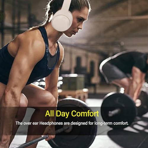 Headphones Over Ear, Wireless Headphones with Microphone, Deep Bass Stereo Foldable Lightweight Headset, Long Playtime, for Travel, Work, Home (Khaki) — view 2