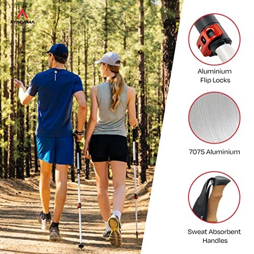 ATACAMA Walking Poles Women - Lightweight Aluminium Carbon Hiking Sticks Men Cork Handle - Adjustable Telescopic Hiking Poles - Folding Trekking Poles - Nordic Walking Poles Men - Hiking Accessories — view 4