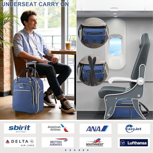 EMPSIGN 16" Underseat Cabin Bag with Wheels Haze Blue-Gold Zipper — view 5